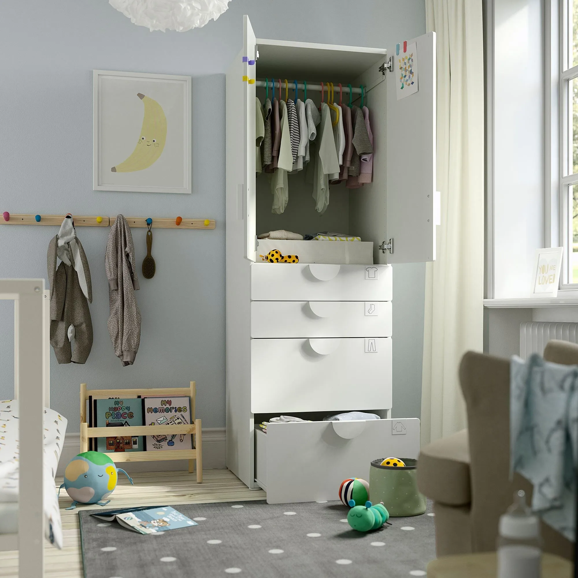 Детский шкаф, белый, 60x57x181 см, с 4 ящиками PLATSA/SMÅSTAD IKEA — фото 4