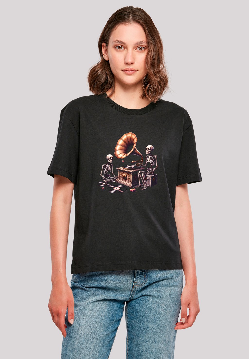 

Футболка с принтом GOTHIC SKELETON VINTAGE VINYL PLATTENSPIELER F4NT4STIC, черный