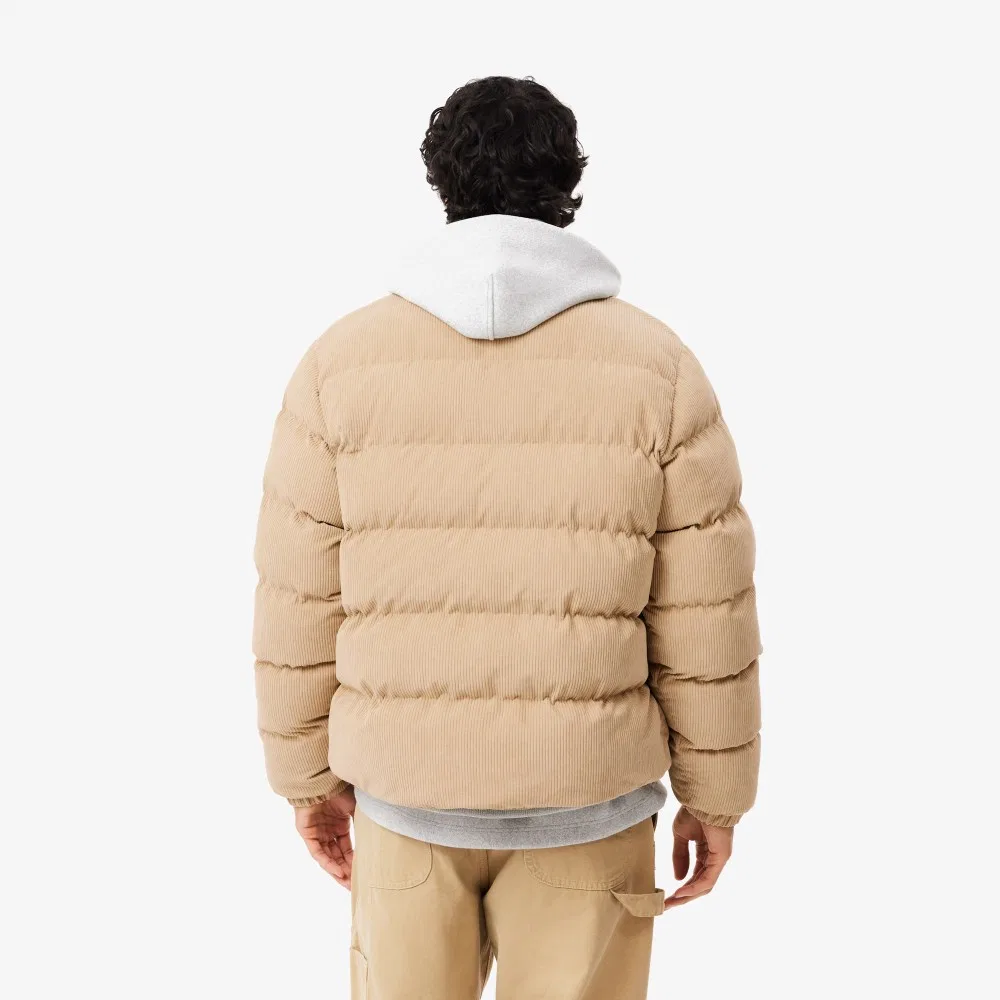 Мужской бежевый вельветовый пуховик Corduroy Down Puffer от Lacoste — фото 3