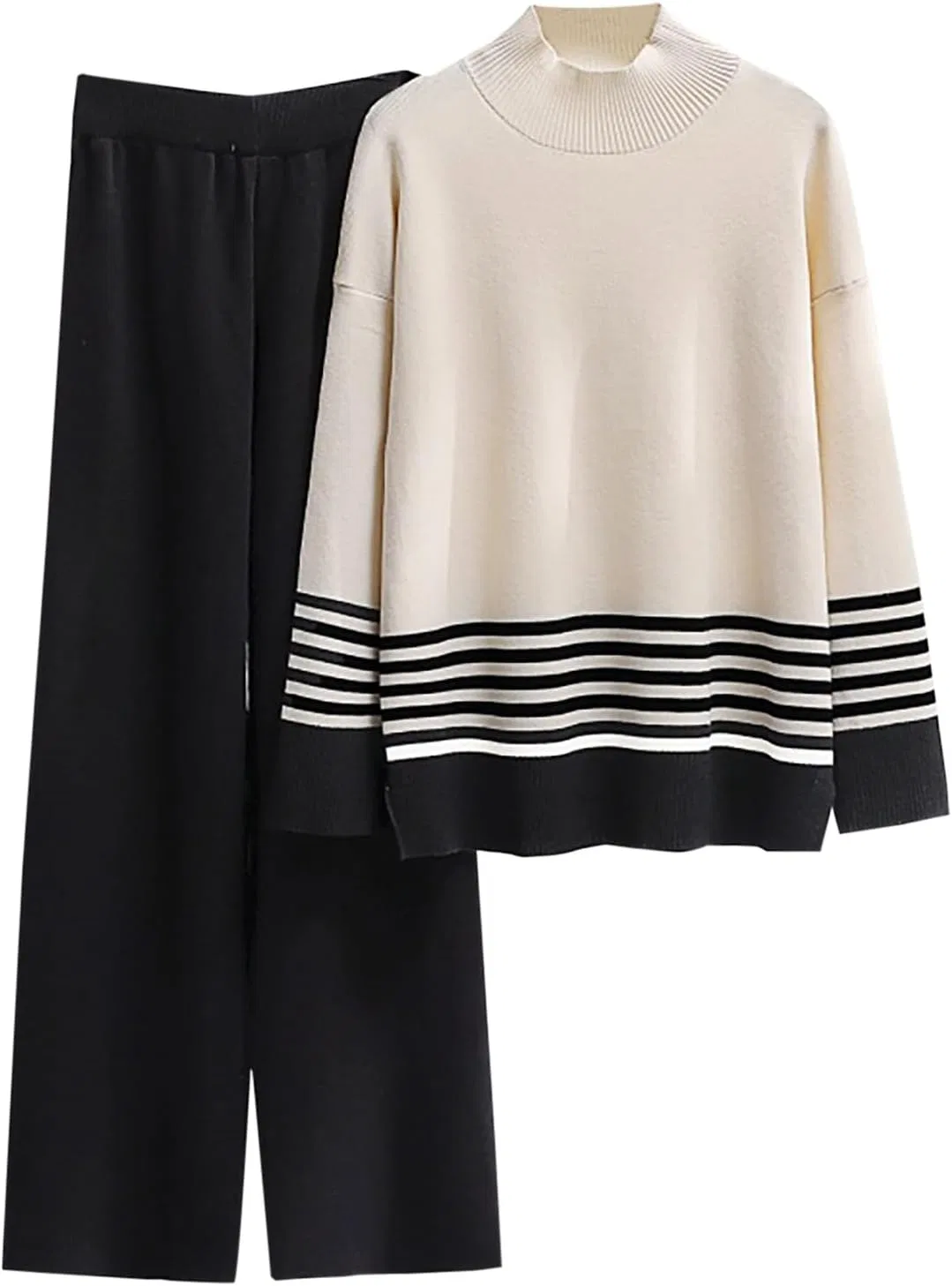 Женский спортивный костюм Ribbed Knit, Generic, черный
