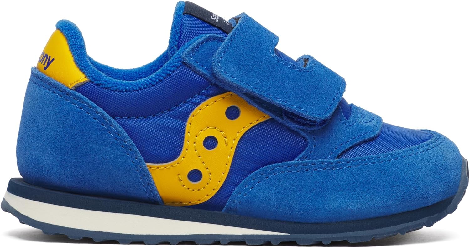 

Кроссовки Saucony Unisex-Child Originals Jazz на липучке (для малышей/детей младшего возраста), синий/желтый
