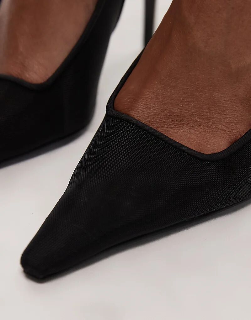 Туфли Pascha с завязками на высоком каблуке из черной сетки от ASOS DESIGN — фото 4