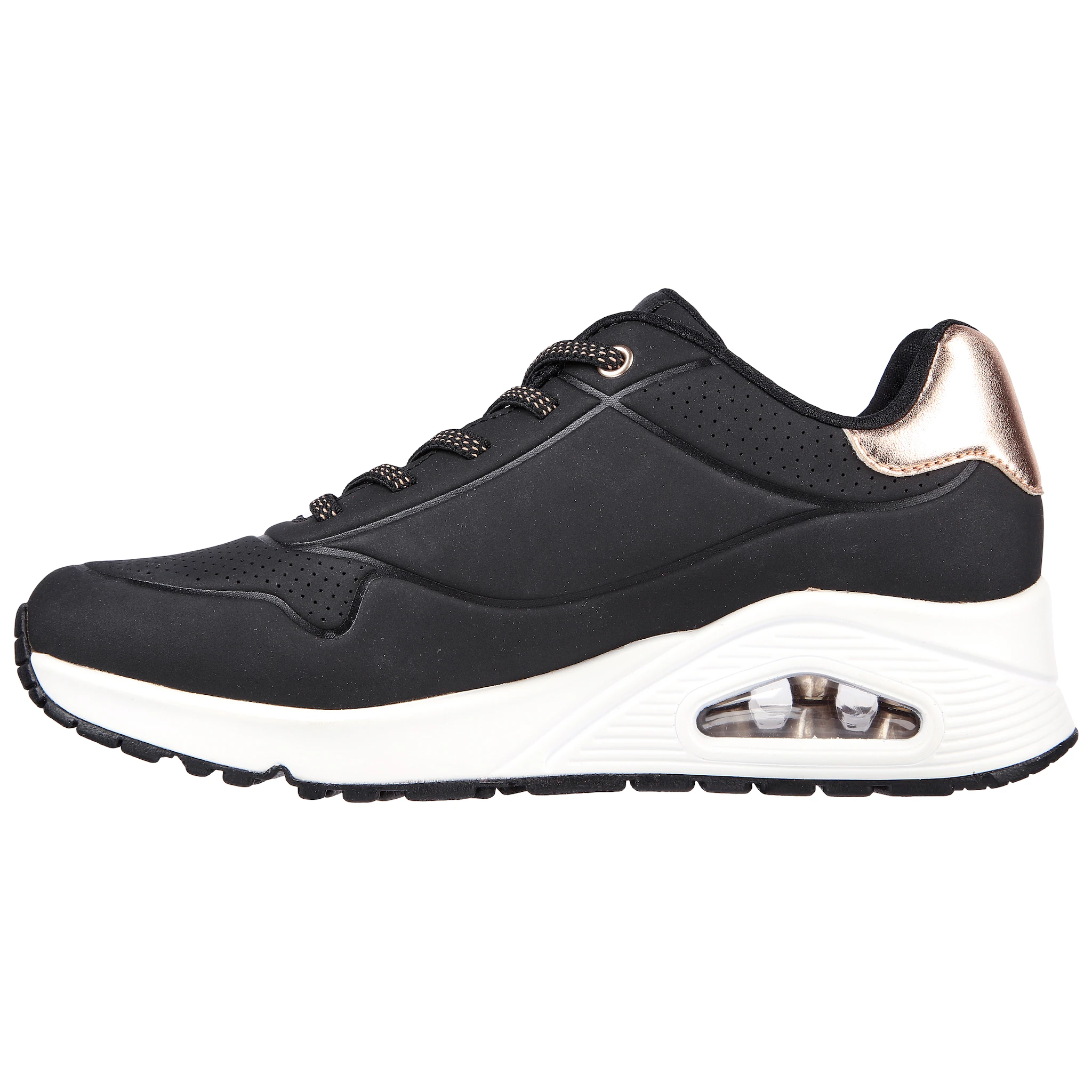 Слипоны Skechers "UNO SHIMMER AWAY", тапочки, повседневная обувь, полуботинки на модной танкетке, черный — фото 4
