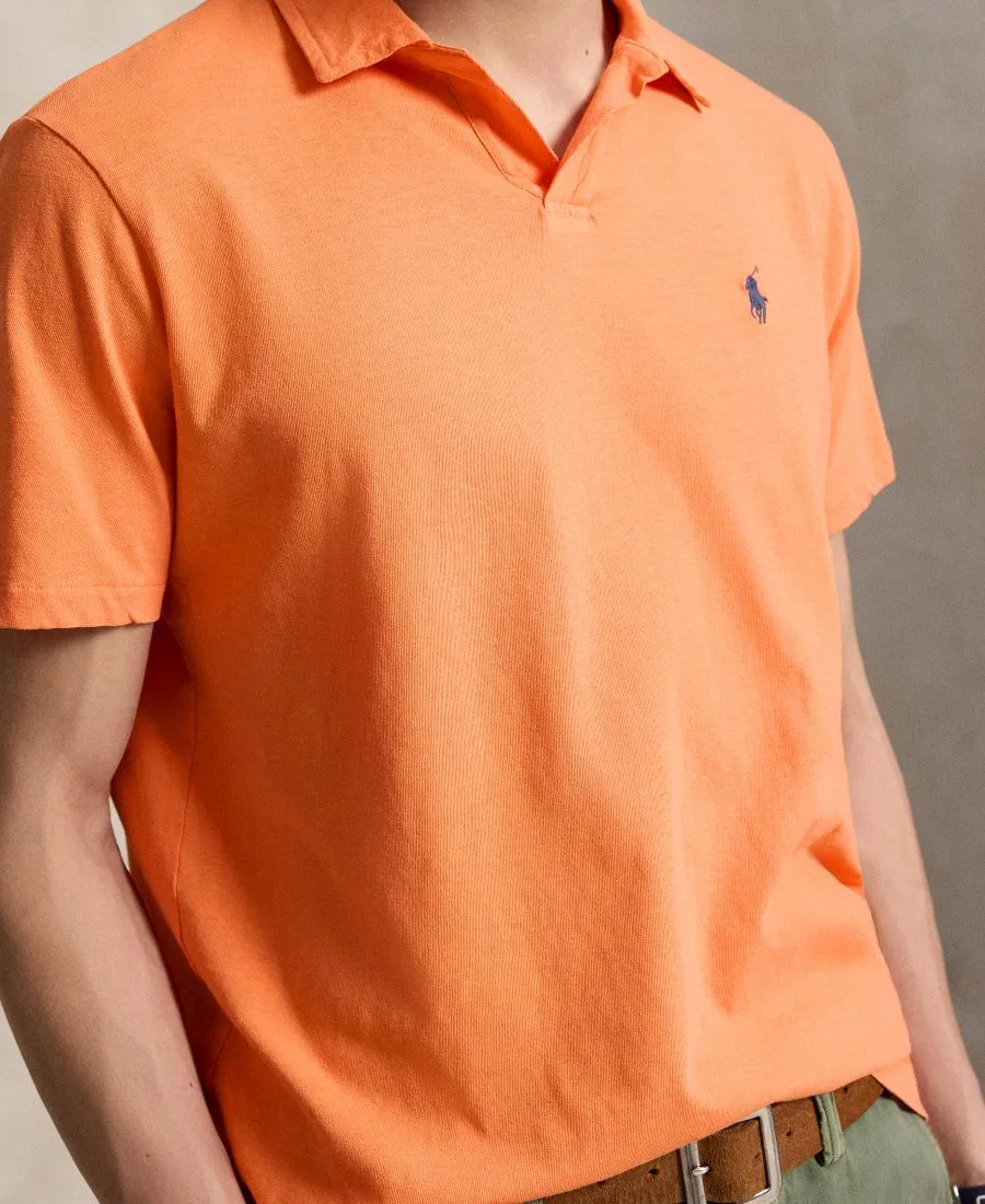 Поло из хлопка и льна стандартного кроя Polo Ralph Lauren, оранжевый — фото 3