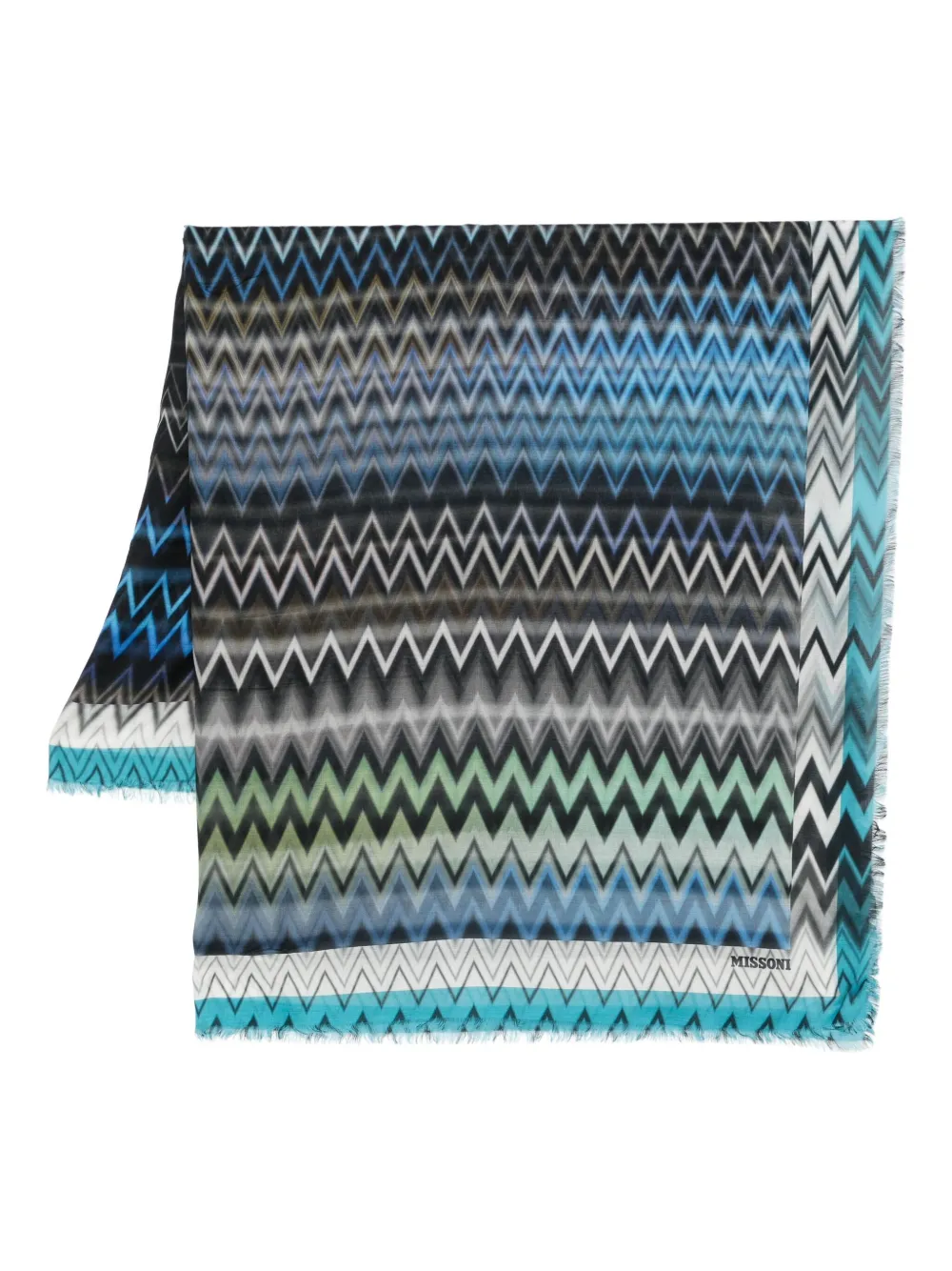

Шарф с зигзагообразным бахромой Missoni, синий