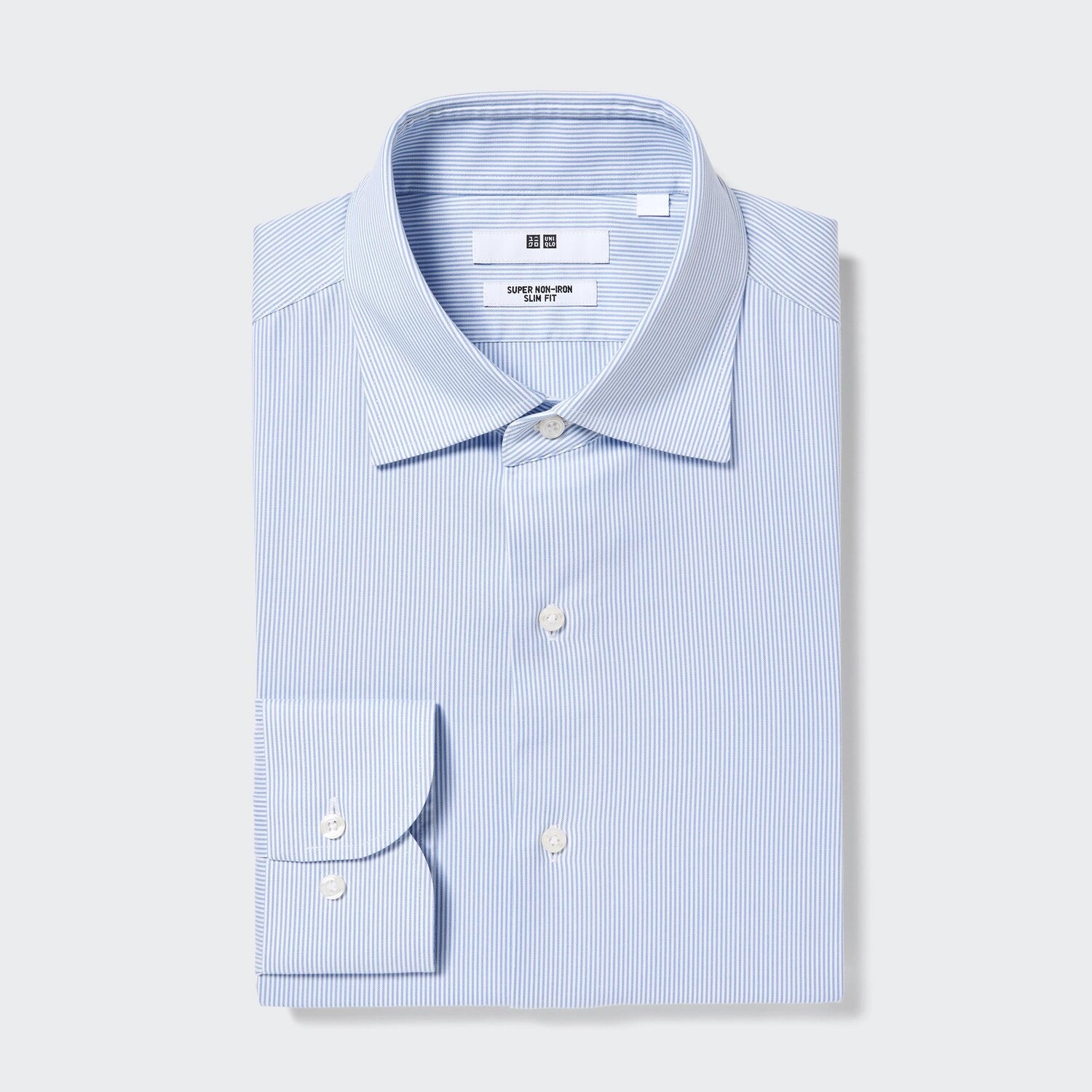 

Рубашка UNIQLO Super Non-iron в полоску узкого кроя, синий