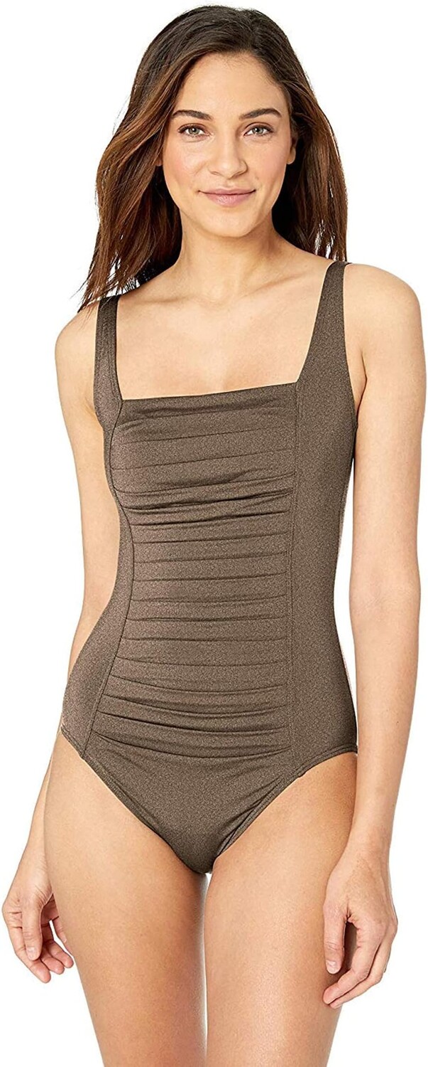 

Женский цельный купальник со складками Calvin Klein, бронза