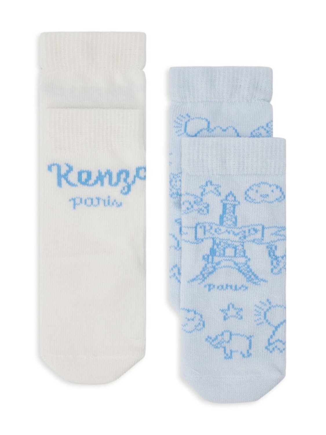 

Носки Kenzo Kids с логотипом, вязка интарсия (упаковка из двух штук), белый