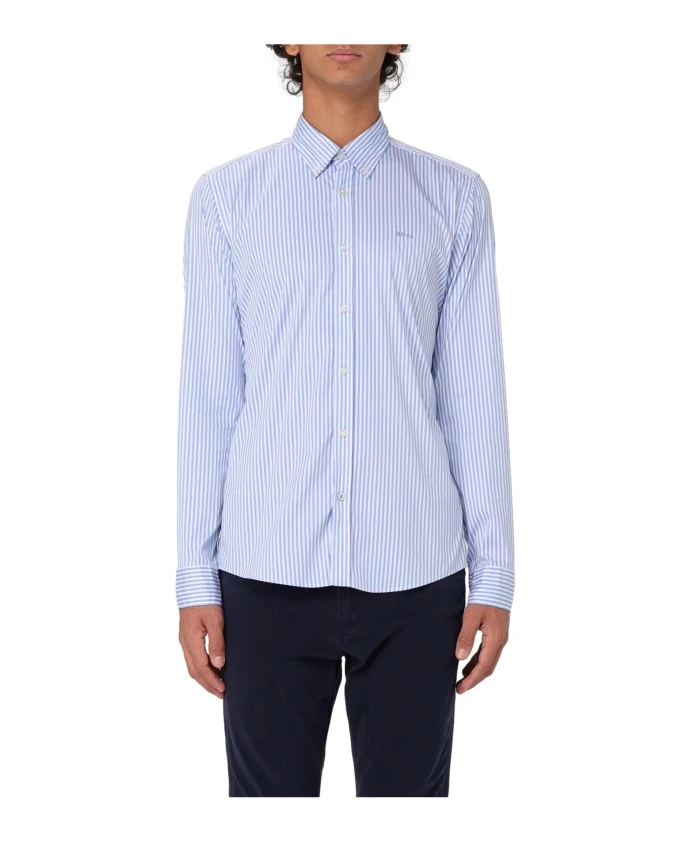 

Полосатая хлопковая рубашка приталенного кроя Hugo, синий