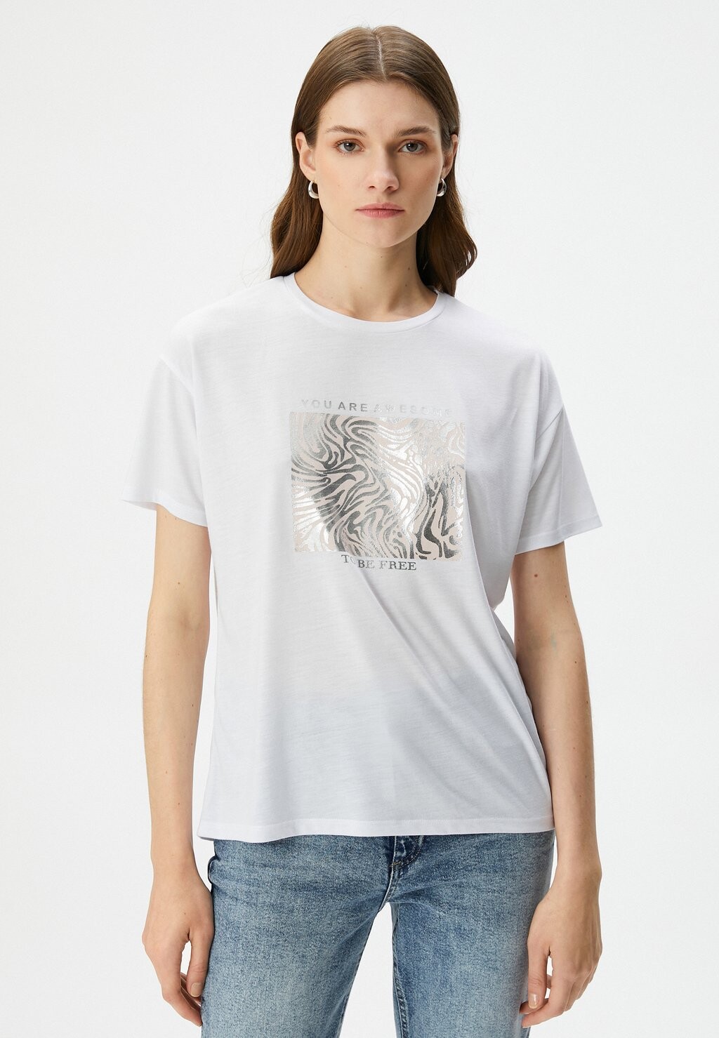

Футболка с принтом MIX CREW NECK SHORT SLEEVE Koton, белый