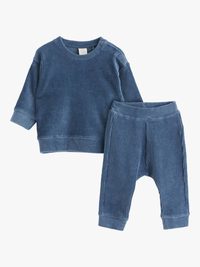 

Детский велюровый джемпер в полоску и комплект брюк Lindex, цвет Dark Dusty Blue