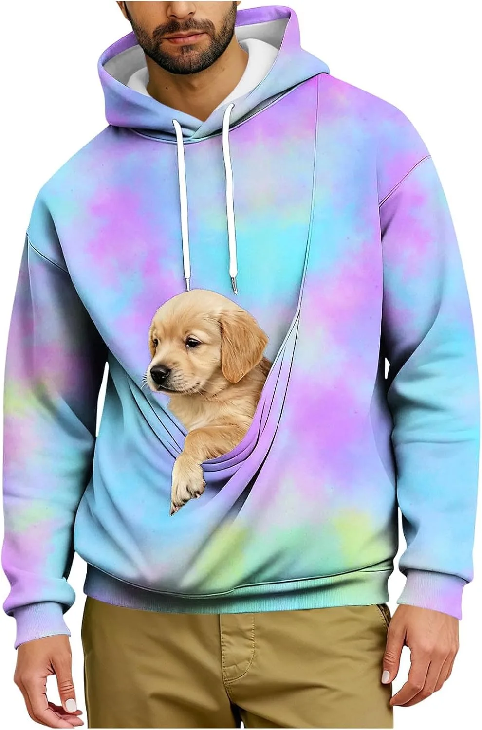 

Мужская толстовка с капюшоном и карманом-переноской для питомца