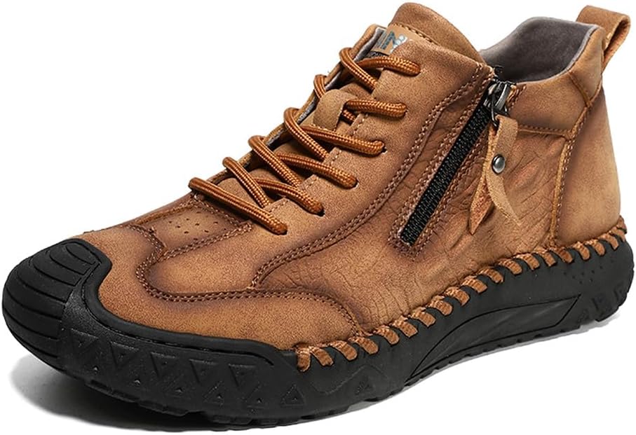 

Мужские повседневные кожаные туфли MAUGELY с шнуровкой, нескользящие, дышащие, удобные лоферы, модные ботинки для вождения, коричневый