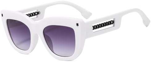 

Солнцезащитные очки с вырезанными дужками для женщин, популярные градиентные солнцезащитные очки с зеркальными линзами, модные очки с защитой от заклепок MTZJH, C3white