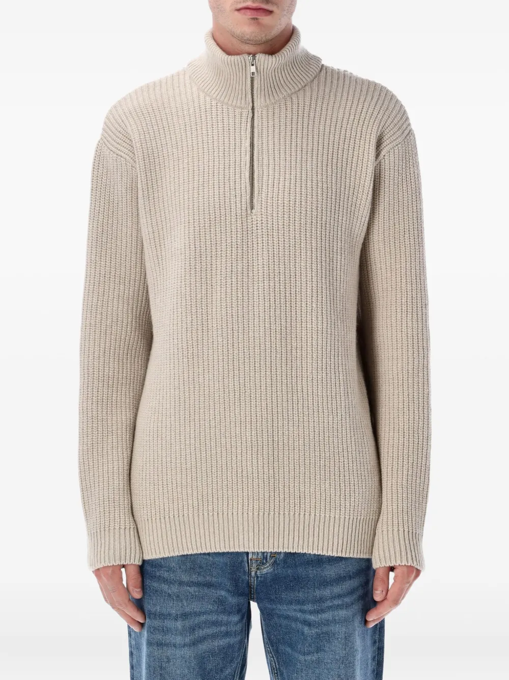 

Свитер в рубчик с воротником на молнии Colorful Standard, нейтральный