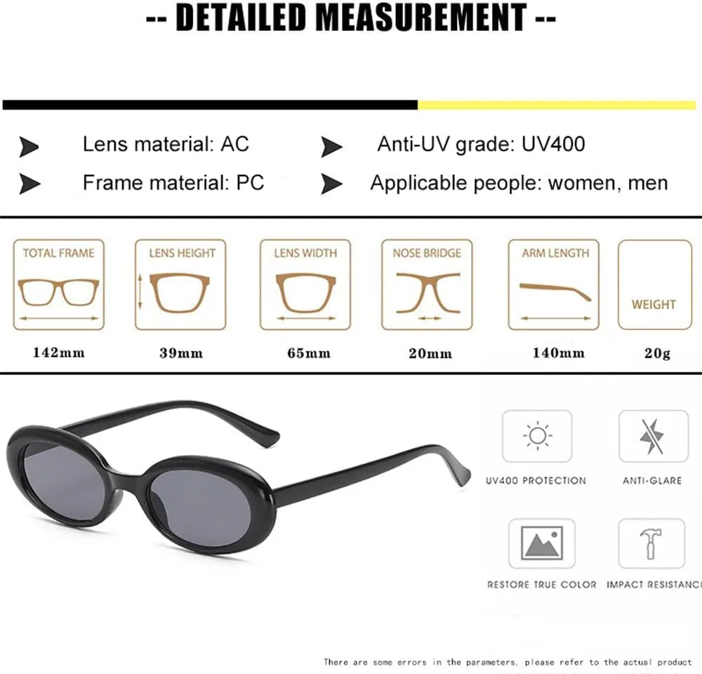 

Ретро овальные солнцезащитные очки в маленькой оправе для женщин и мужчин, готические очки с защитой от УФ-излучения UV400, модные овальные линзы MUTYNE, Black Tea