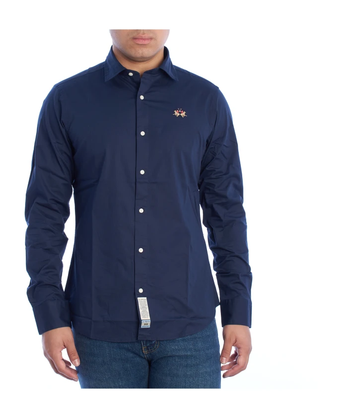 

Приталенная рубашка с длинными рукавами La Martina, синий