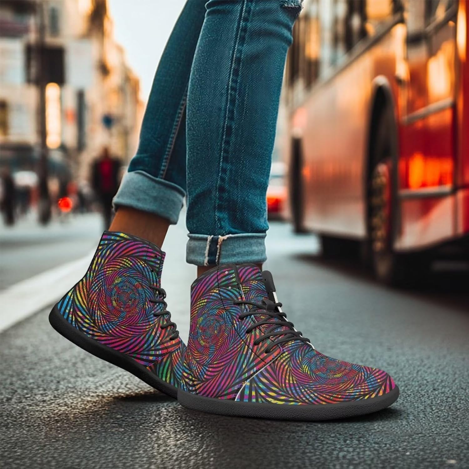Кроссовки Binienty Fashion Barefoot Flat для мужчин и женщин, Rainbow Tie Dye Whirlpools — фото 4