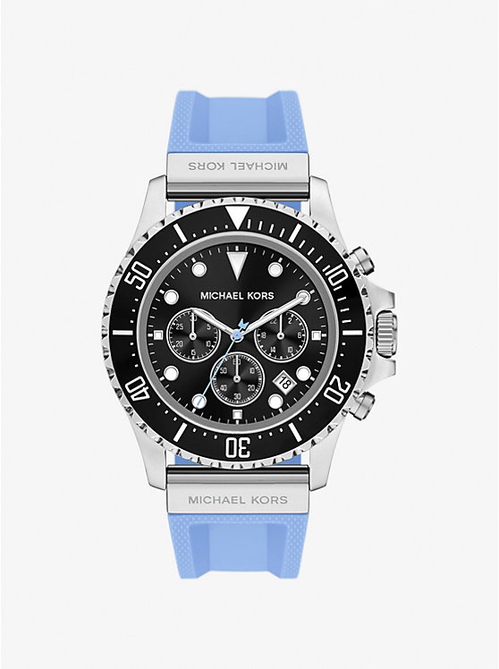 

Крупные часы Everest из серебра и силикона Michael Kors, голубой