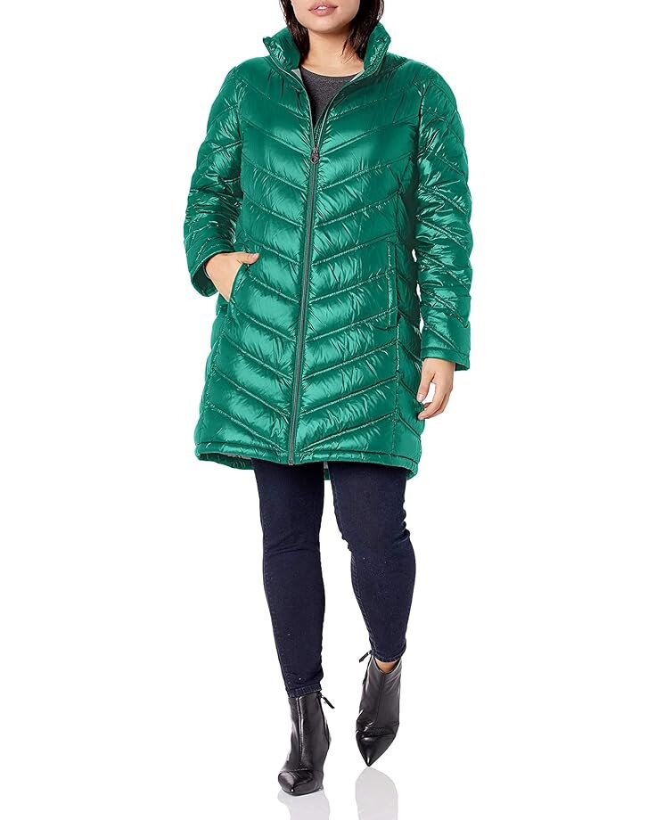 

Куртка Calvin Klein Hooded Chevron Packable Down (Standard and Plus), цвет Shine Spruce