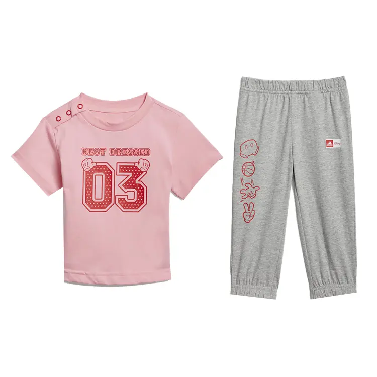Детская футболка Disney Casual Sportswear светло-розового/ярко-красного/средне-серого цвета Adidas — фото 2