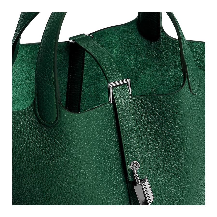 HERMES Сумка Пикотин Лок кожаная женская средняя зеленая — фото 4