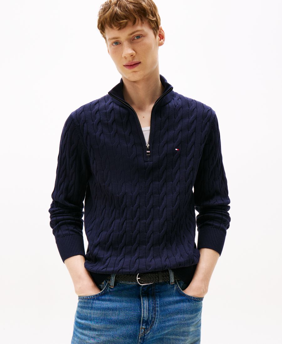 

Мужской свитер с длинными рукавами, крупной вязки, на молнии до середины груди Tommy Hilfiger, Desert Sky