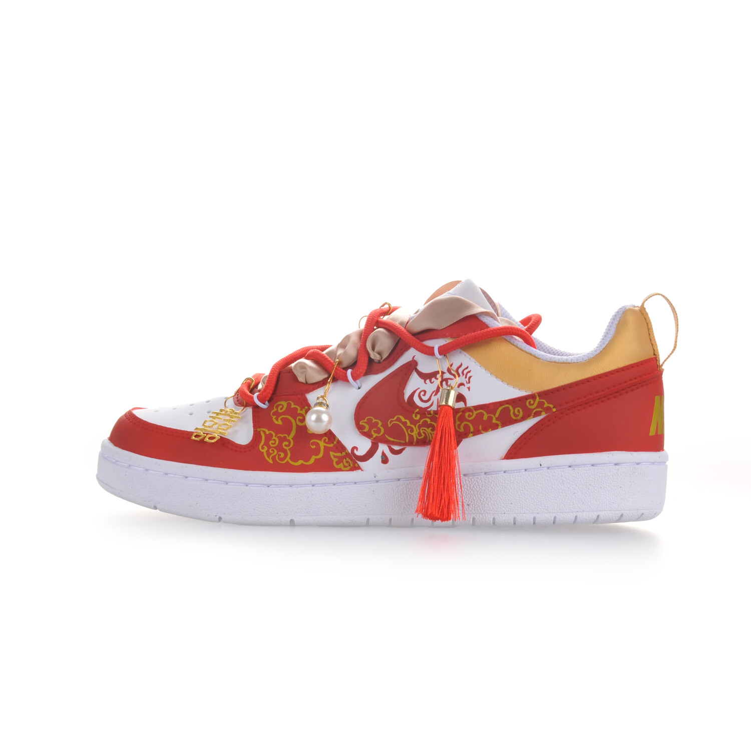 

Кроссовки Nike Court Borough Skateboarding Shoes Women's Low-top Gold/Red/White, красный