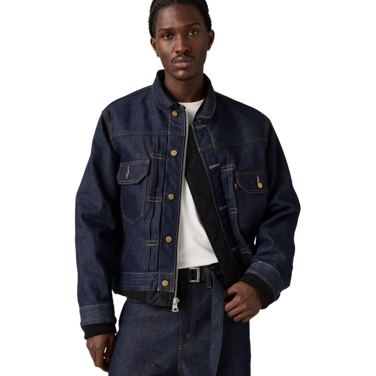 Levis Левис Икс Сакай джинсовая нейлоновая реверсивная куртка, Dark Blue — фото 3