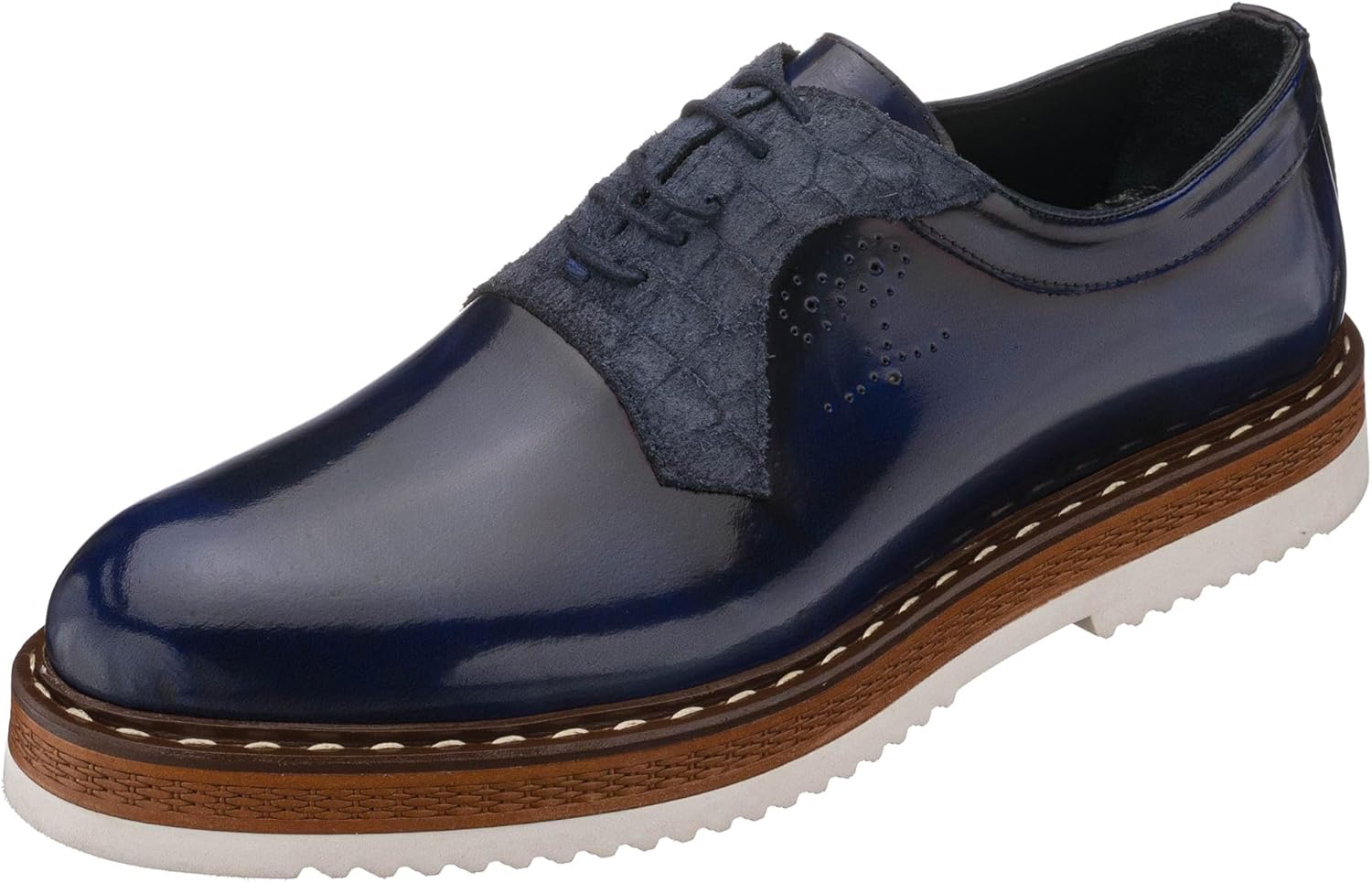 

Мужские оксфорды DALGALA из синей кожи ручной работы, шнуровка, повседневная обувь для мужчин