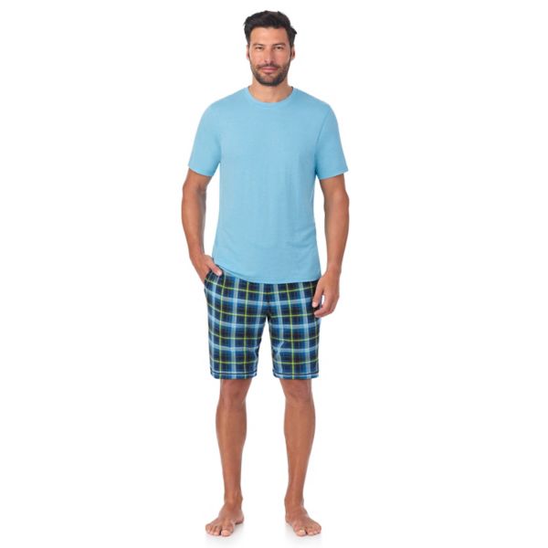 

Мужской комплект пижамы с коротким рукавом и шортами Cuddl Duds, цвет blue check