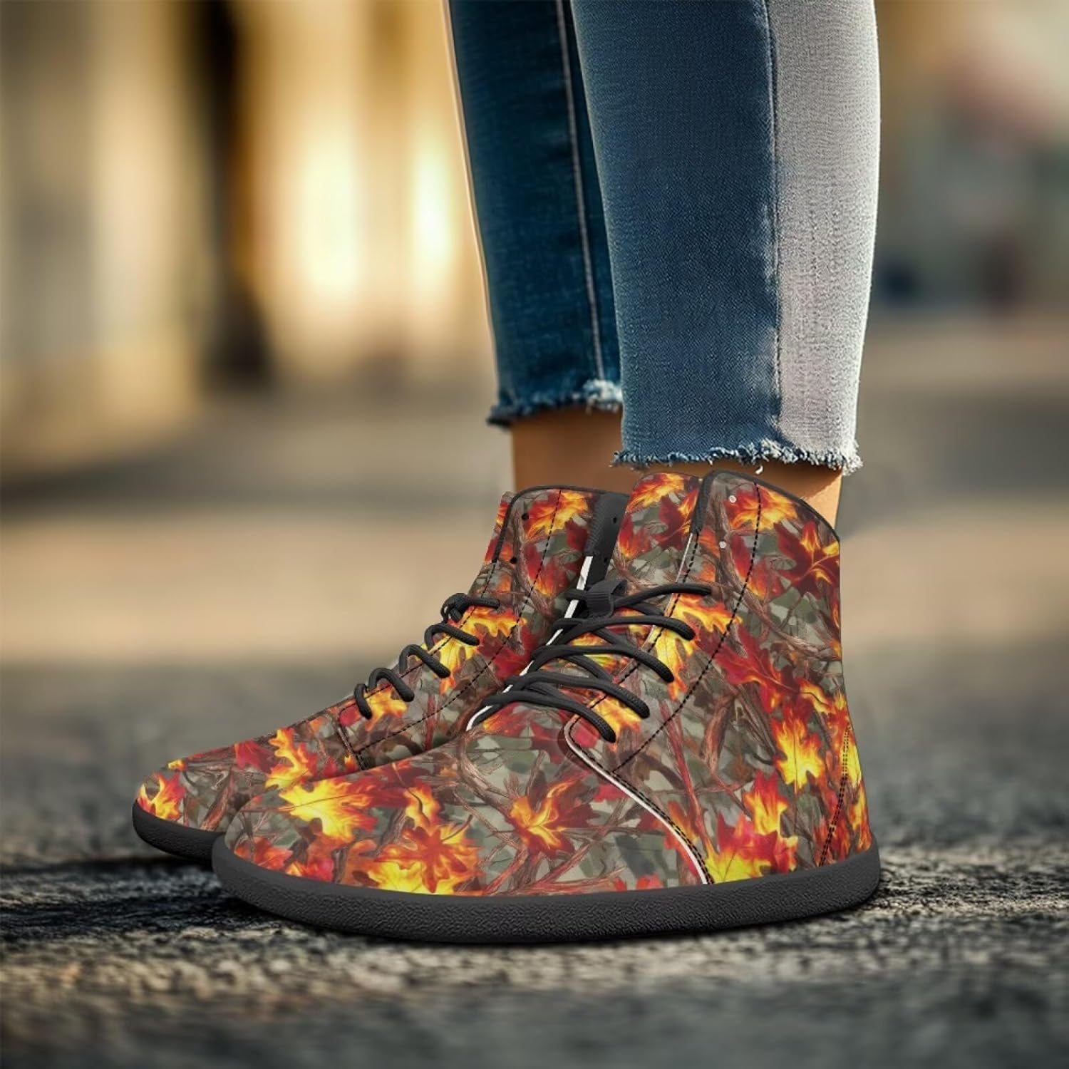 Походные ботинки Binienty Unisex Barefoot для мужчин и женщин, с широким носком, Camo Hunting Flame Leaves — фото 3