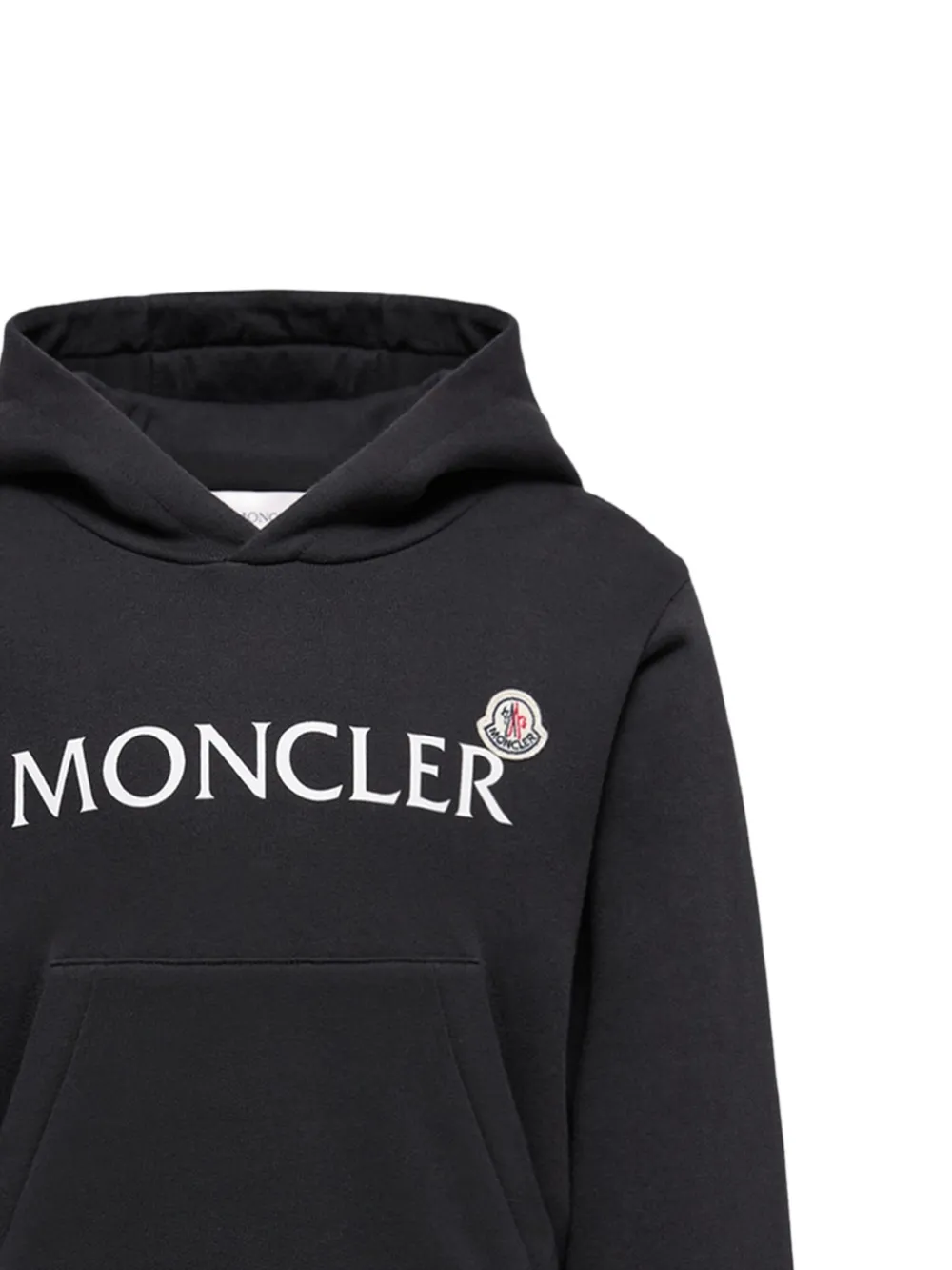 Черное худи с отделкой lodo Moncler Enfant, черный — фото 2