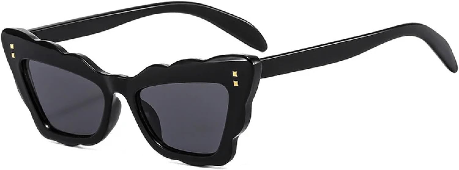 

Популярные модные солнцезащитные очки «кошачий глаз» для женщин, цветные, ретро, ​​с заклепками, для мужчин, градиентные, с защитой от УФ-излучения UV400 WNCKSQ, Black Grey