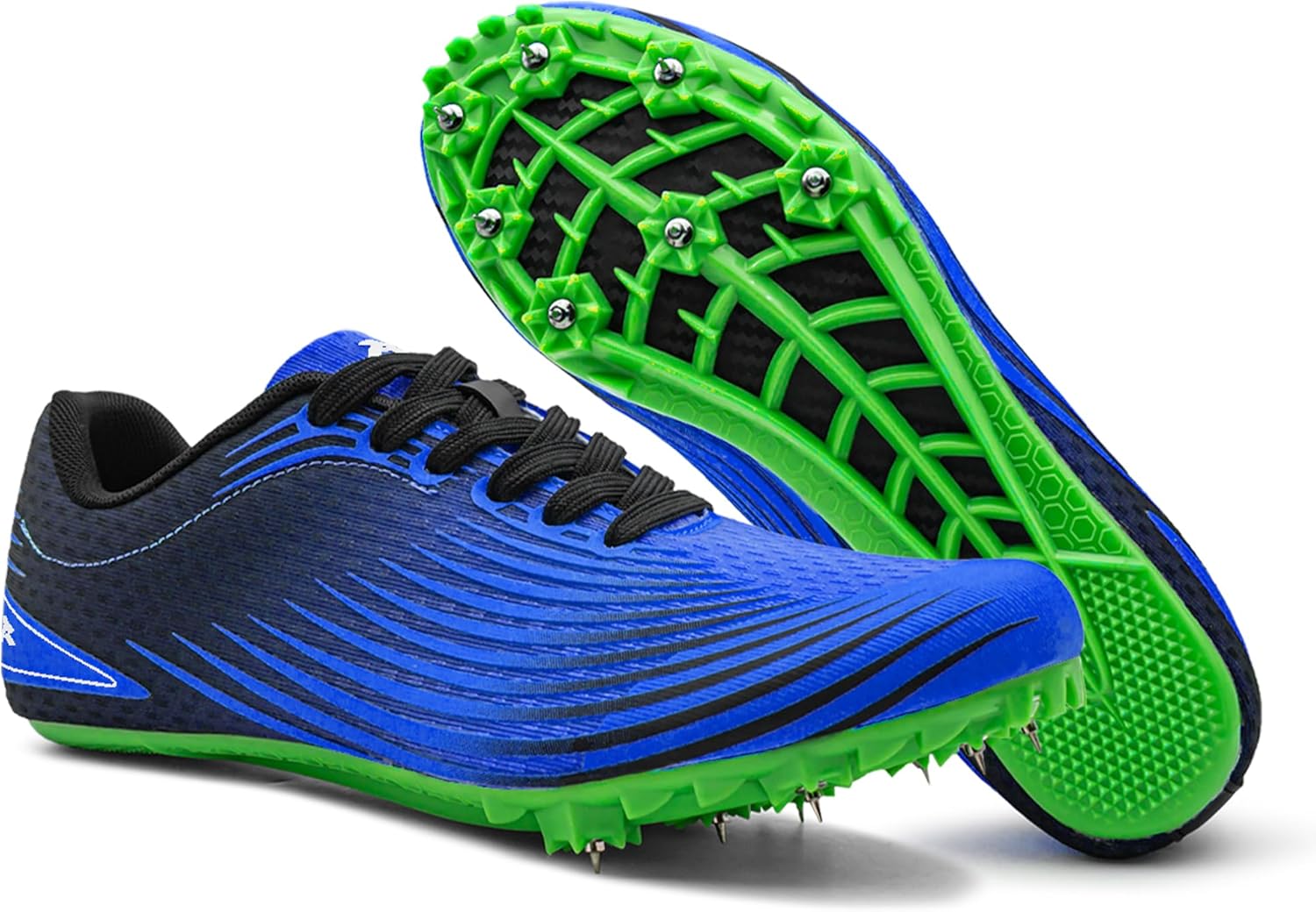 

Легкоатлетические кроссовки для мужчин, женщин и детей - Профессиональные беговые шиповки для спринта, соревнований и тренировок - 7 шипов дополнительные шипы и ключ (мужской размер США) Runic, черный/синий/зеленый