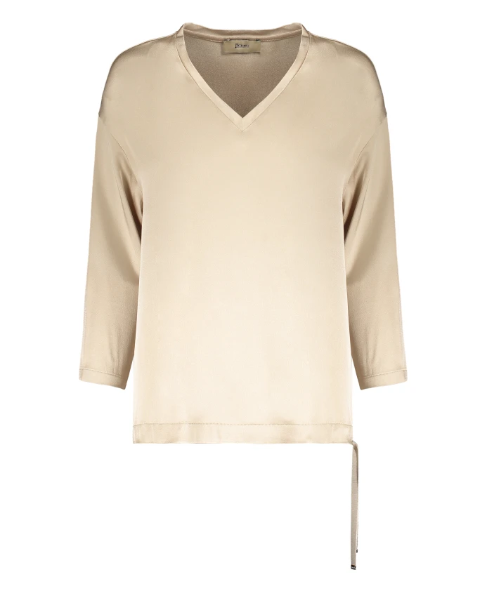 

Блузка с длинными рукавами и V-образным вырезом. Herno, бежевый