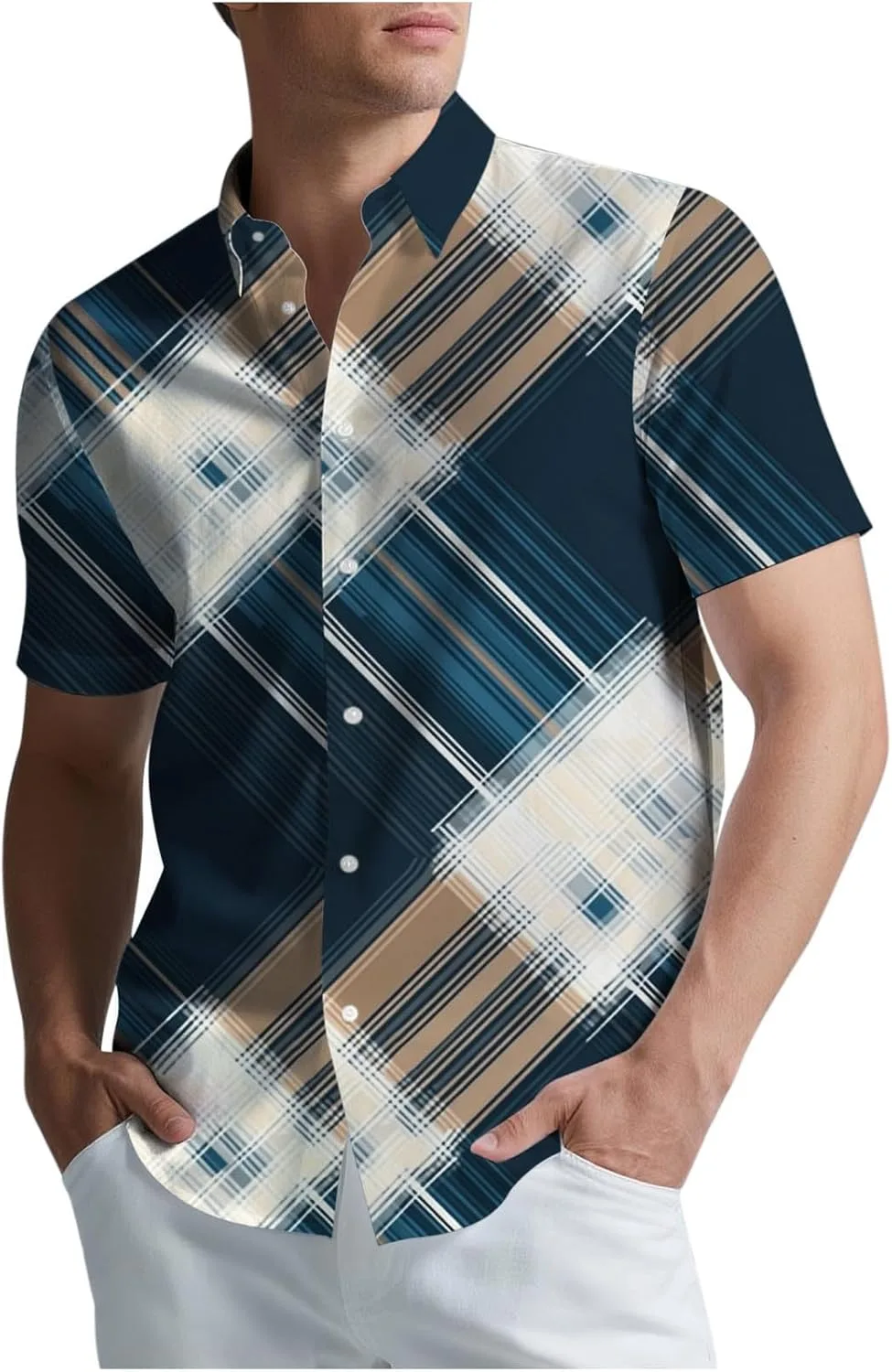 

Мужская клетчатая рубашка с коротким рукавом Casual NATHGAM