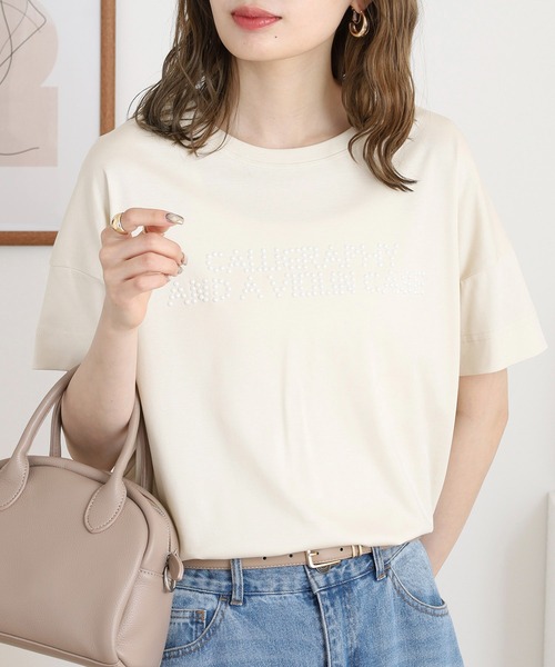 

Футболка с коротким рукавом, с жемчужным логотипом BRODIAEA, бежевый