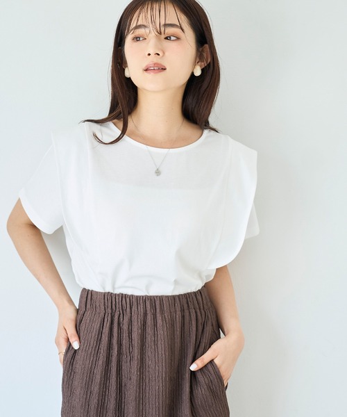 

Футболка с оборками на плечах Mil, кремовый