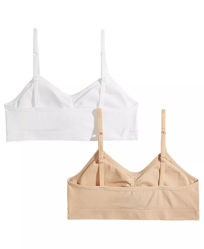 2 упаковки бесшовных плиссированных бюстгальтеров для девочек Little & Big Girls Maidenform, коричневый/бежевый — фото 2