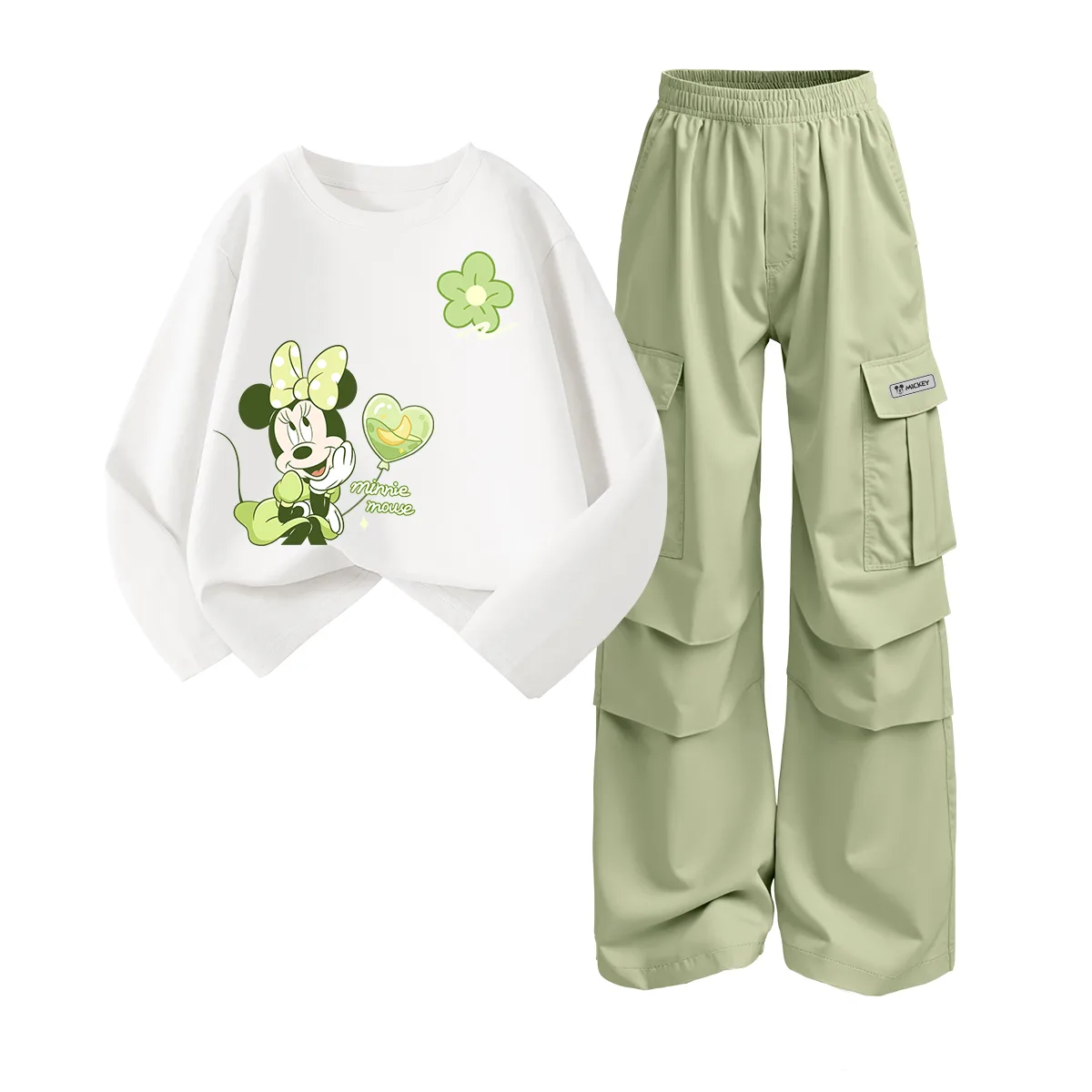 Детский спортивный костюм Casual для детей 3-7 лет Disney, Di LV Morning White+Di H Square Hook-and-Loop K Outdoor Green — фото 4