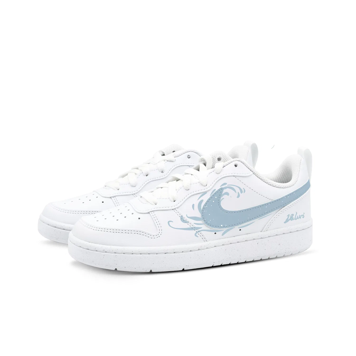 Кроссовки Court Borough 2 Islan, Han Yang Dimension, campus style, good looking, dopamine dressing, girlish look leather Nike, White/Blue — фото 4