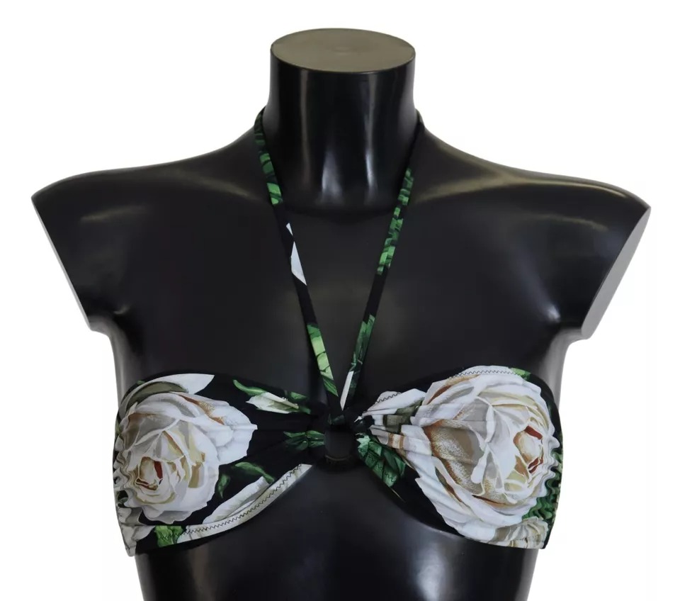 

Черный цветочный халтер пляжная одежда купальник бикини топ Dolce & Gabbana