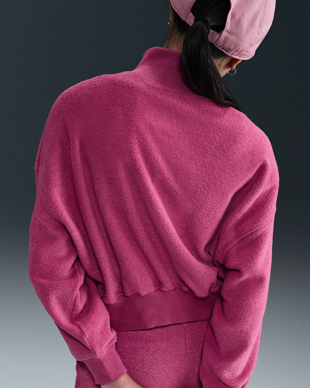 Детская (для девочек) флисовая кофта с длинным рукавом Nike Sportswear, Sweet Beet/White — фото 2