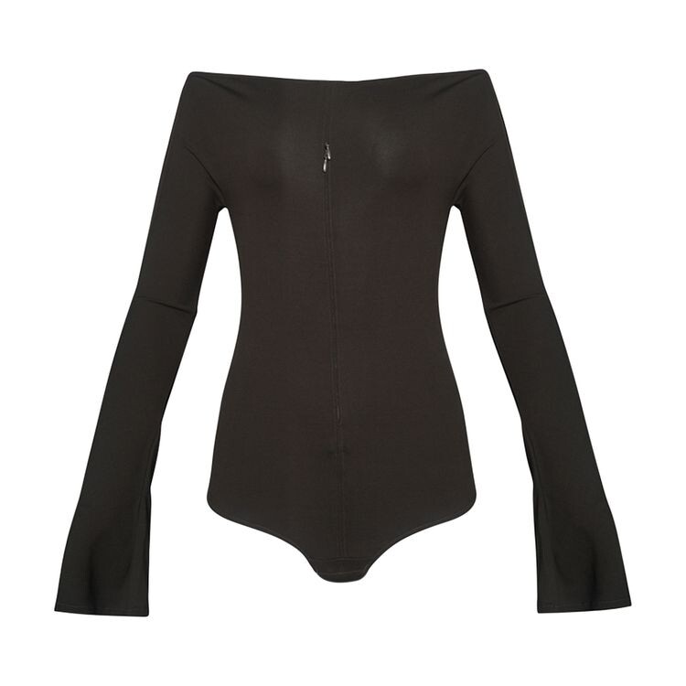 

Джерси Courrèges Drop Zipped Crepe Jersey Bodysuit Mud Brown, коричневый