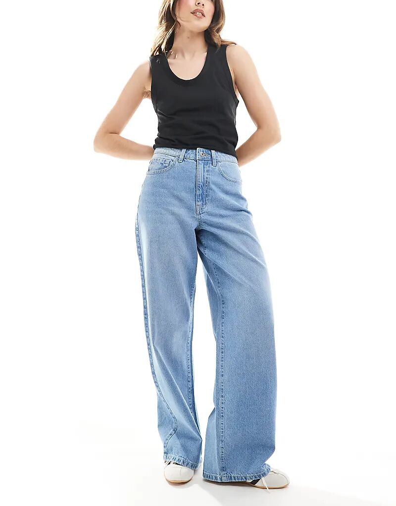 

Широкие джинсы Vero Moda Kirsa с высокой посадкой светло-голубого цвета