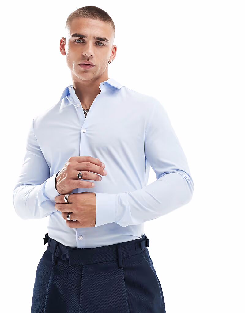 

Рубашка скинни бледно-голубого цвета Asos Design