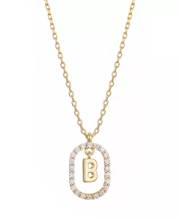 

Ожерелье с плавающей буквой из позолоченного кубического циркония Adornia, gold-b