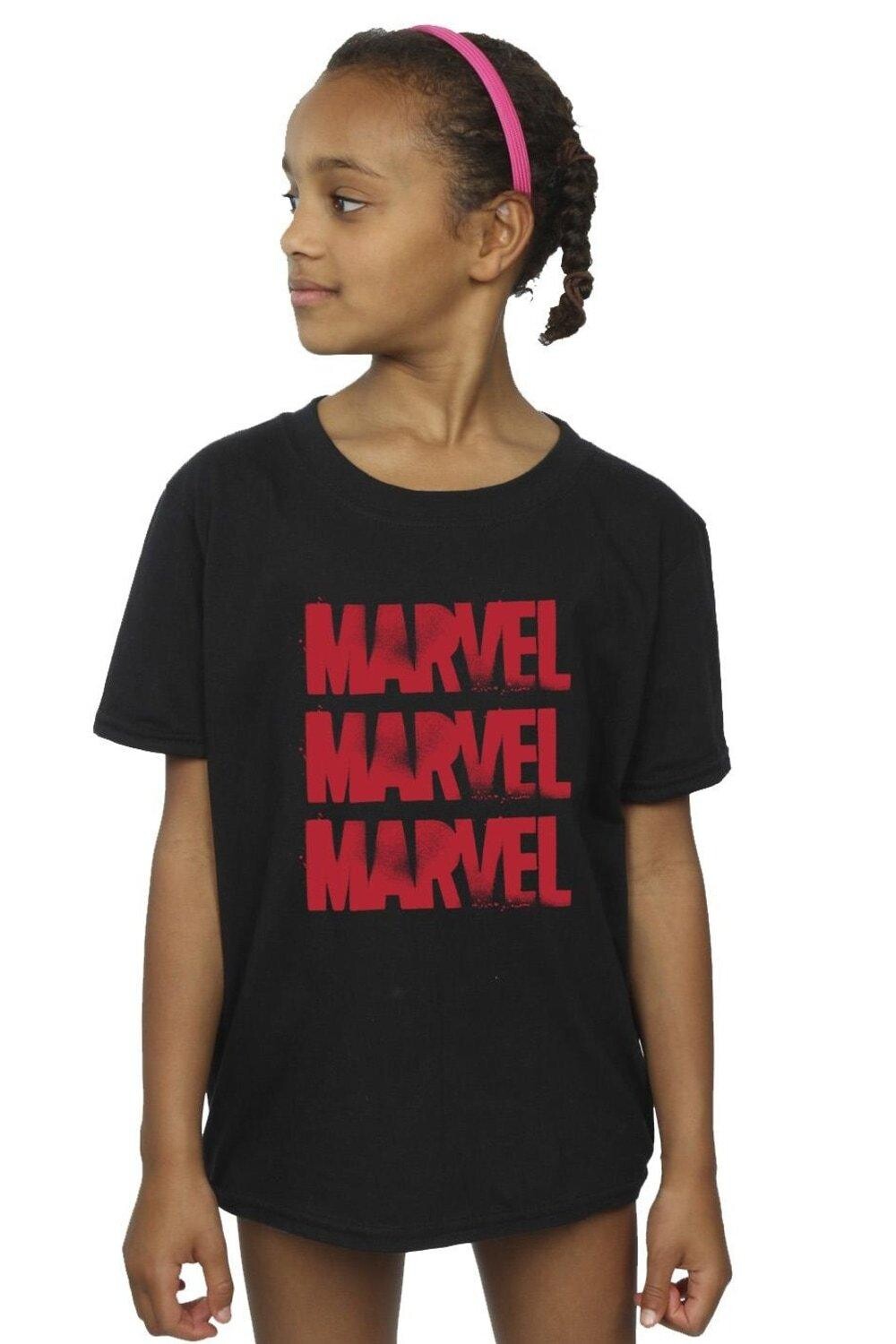 

Хлопковая футболка красного цвета с логотипом Marvel, черный