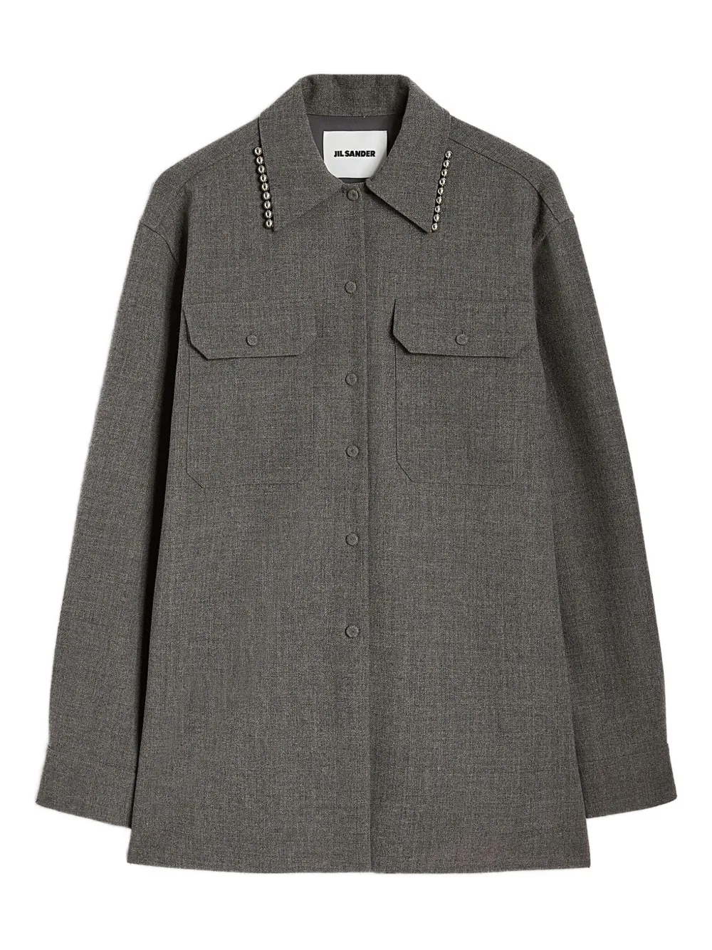 

Рубашка с искусственным жемчугом JIL SANDER, серый